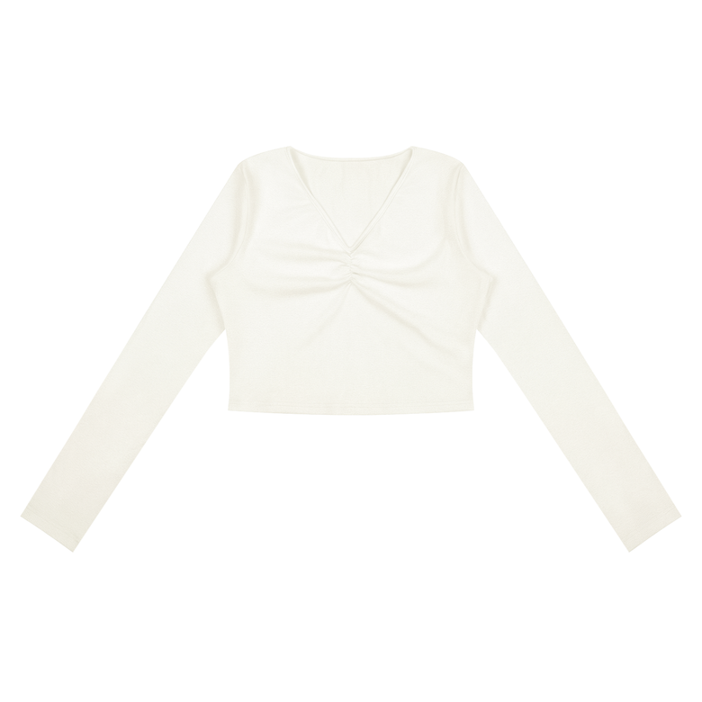 Women's Ruched Long Sleeve Crop T-Shirt