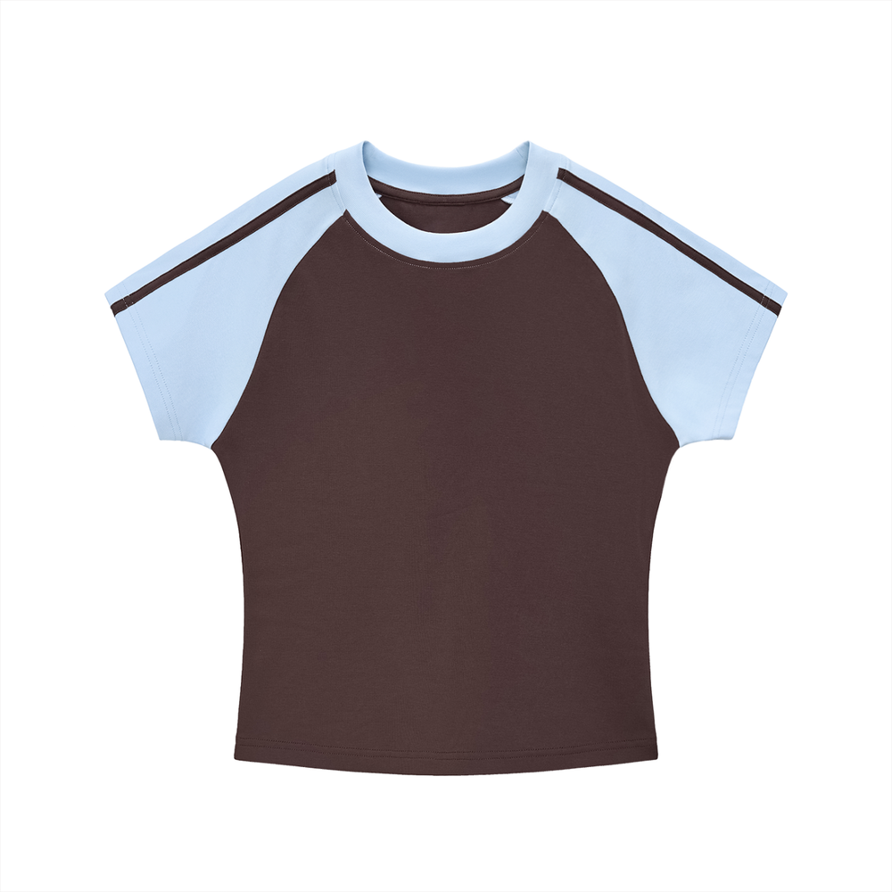 Contrast Stripes Bodycon Raglan  Sleeve T-Shirt