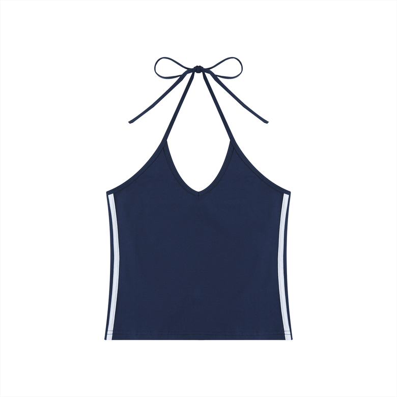 Women's Color Block Halter Crop Tank Top